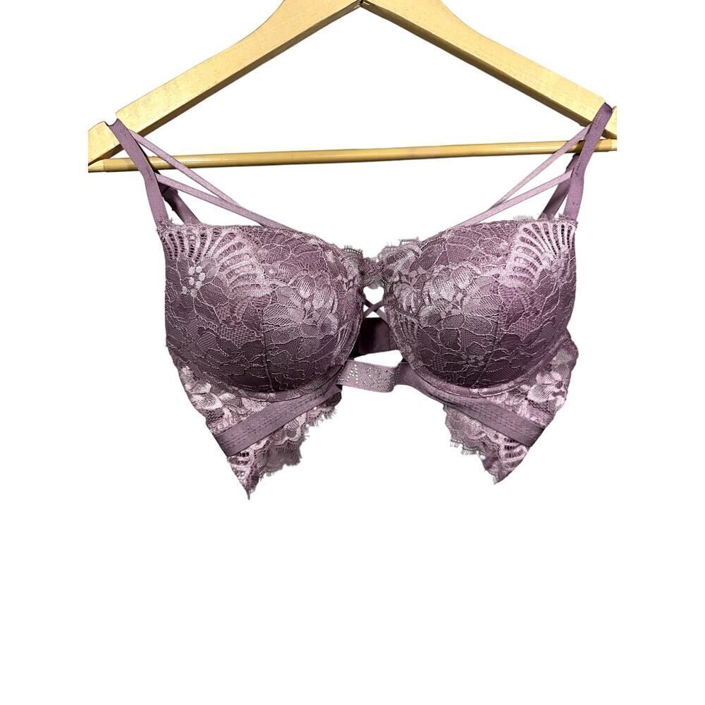 LA SENZA Women's Hello Sugar Lace Rhinestone Push Up Bra PurpleβSize 36B
